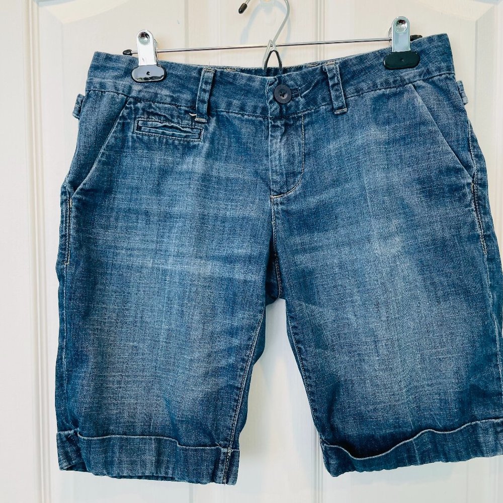 Maurices Blue Cuffed Denim Shorts 7/8